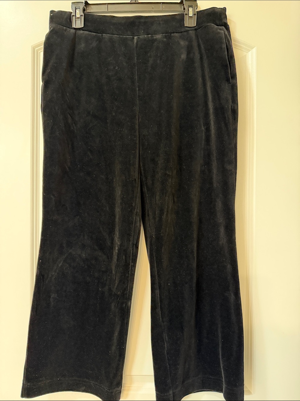Ralph Lauren Black Wide-Leg Velvet-Look Pants